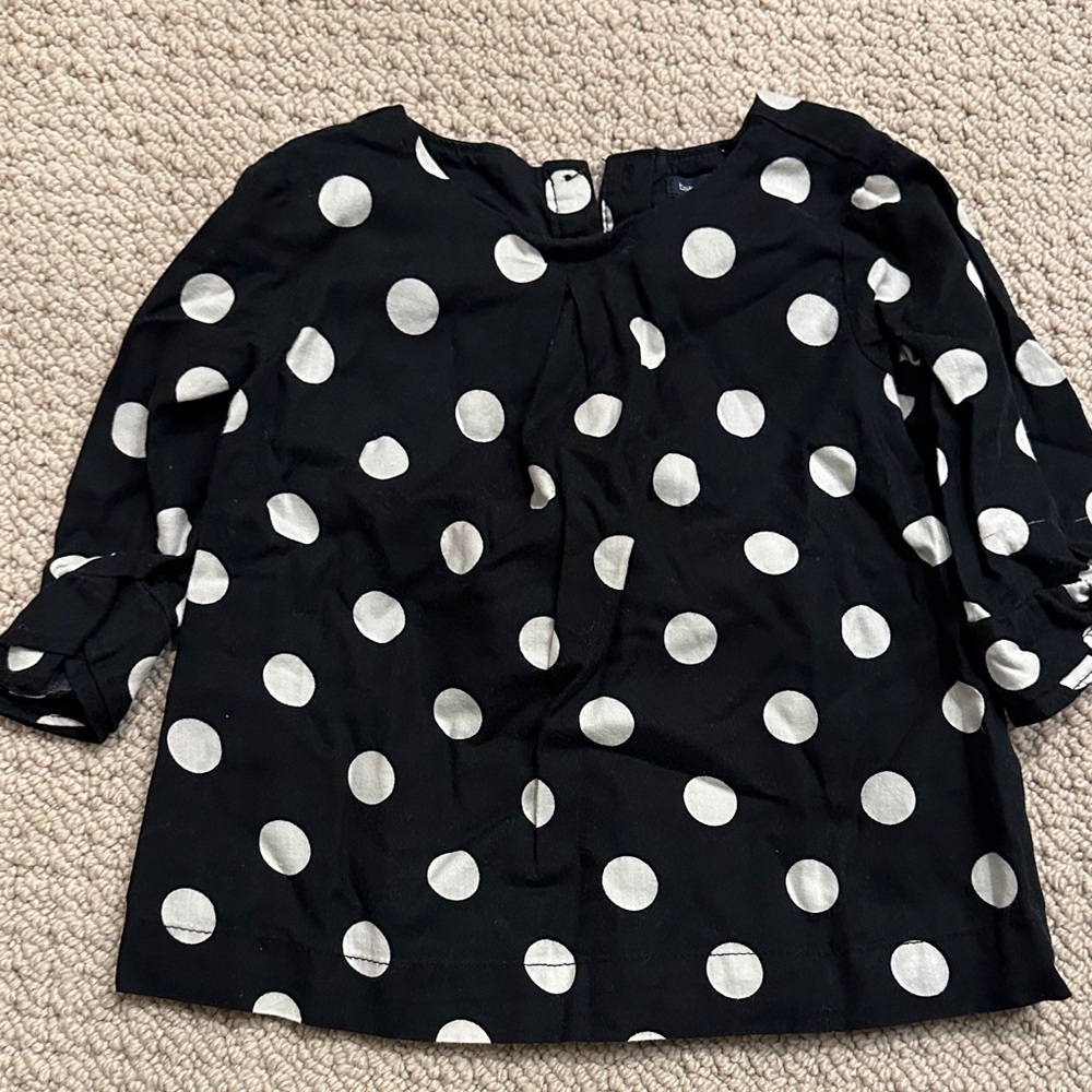 GAP Black Blouse with White Polka Dots